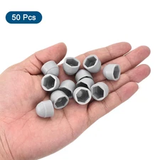 50pcs Hex Nut Cover, M8 Grey Plastic Dome Nut Protection Cap Hex Bolt Nut Cov...