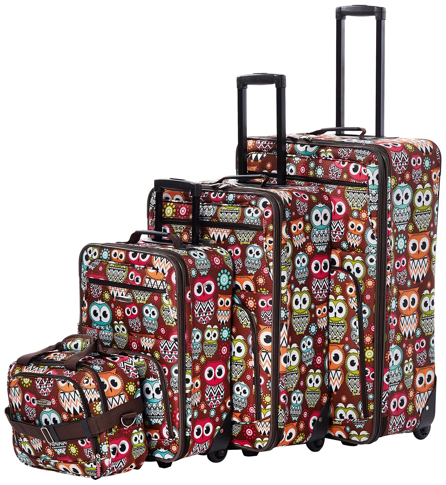 Jungle Softside Upright Luggage Set, Expandable, Owl, 4-Piece (14/29/24/28)