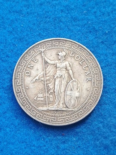 1911 Silver Great Britain Trade Dollar.  Crown Size