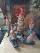 Set Of 5 Vintage Gnomes, made in Germany, possibly Heissner.