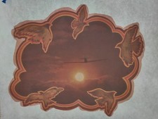 Original VINTAGE 1970s Heat Transfer Airplane Doves Sunset
