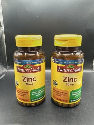 Lot of 2 Nature Made Zinc 30 mg Dietary Supplement 100 Tablets Each | ExpJUN/28