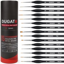 DUGATO Fine Detail Paint Brush Set Medium, 15pcs - Black
