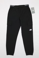 New Balance Youth M 10/12 Black Athletic Cargo Joggers Elastic Waist 3D Logo