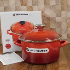 Le Creuset Enameled Steel 3.8 Quart Petite Stockpot, Cerise - New