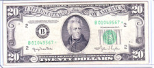 Billete de 20 dólares de la Reserva Federal de Nueva York 1950 *STRELLA* #B01049567*