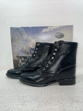 New Youth Black Lace Up Old West Cowboy Boots. Y 5110 3.5 3 1/2. 22-39