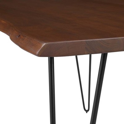 Modway Ardor 60'' Live Edge Acacia Wood and Metal Dining Table in Black/Walnut