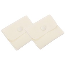 2Pcs 4"x3" Velvet Jewelry Pouches Jewelry Bags with Snap Button Beige