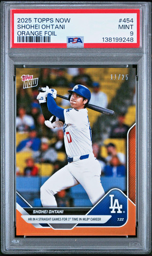 2025 Topps NOW Shohei Ohtani 4 Straight HRs Orange /25 #454 PSA 9