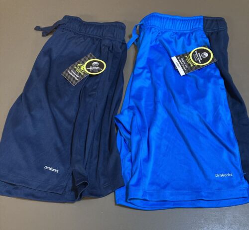 2 NWT Athletic Works Boys Youth XL 14/16 (1 Husky) Shorts Dri Works Navy & Blue
