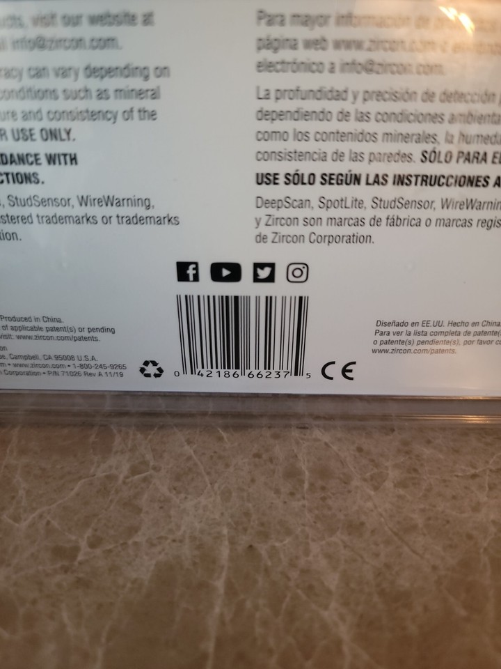 Zircon StudSensor HD70 1 1/2 Stud Finder with Wire Warning Brand New