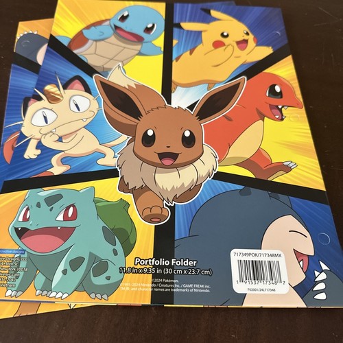 Pokemon 2-Pocket Paper Folder 3-Hole School Portfolio Charizard Pikachu - 2 Pack - Picture 5 of 6