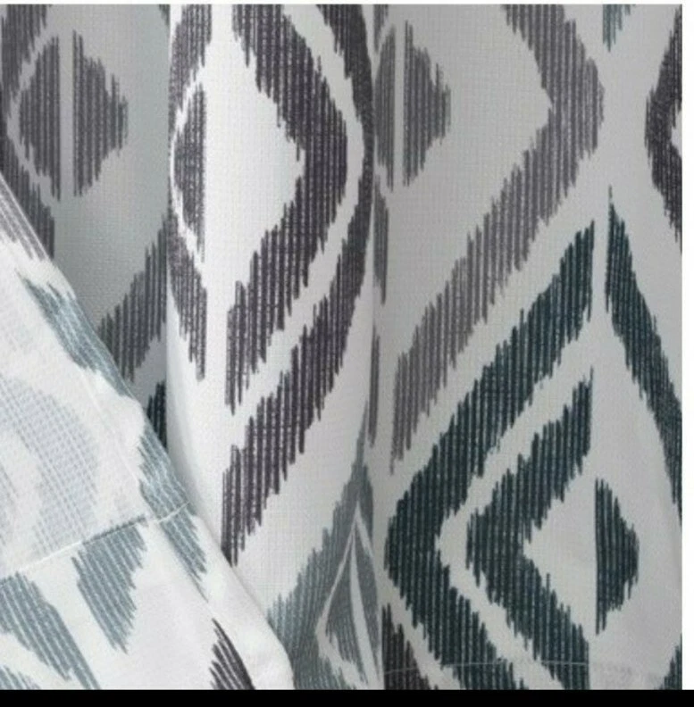 No. Panel de cortina de ojal semi transparente geométrico Ikat estampado Sora 918 40x84 Foto 4 de 4