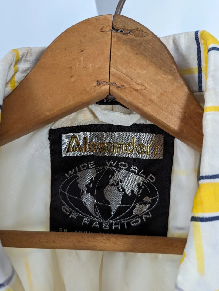 Chaqueta Blazer Gameshow Vintage Años 60 Amarilla a Cuadros Hecha en Japón 44R Foto 3 de 4