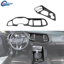 For Dodge Challenger 2015-23 Dash Gear Shift Panel Cover Bezel Trim Carbon Fiber