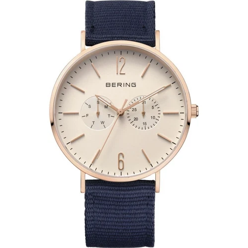 Bering Unisex Ultra Slim Quartz Bracelet Watch 14240-664 Nylon 20mm Blue