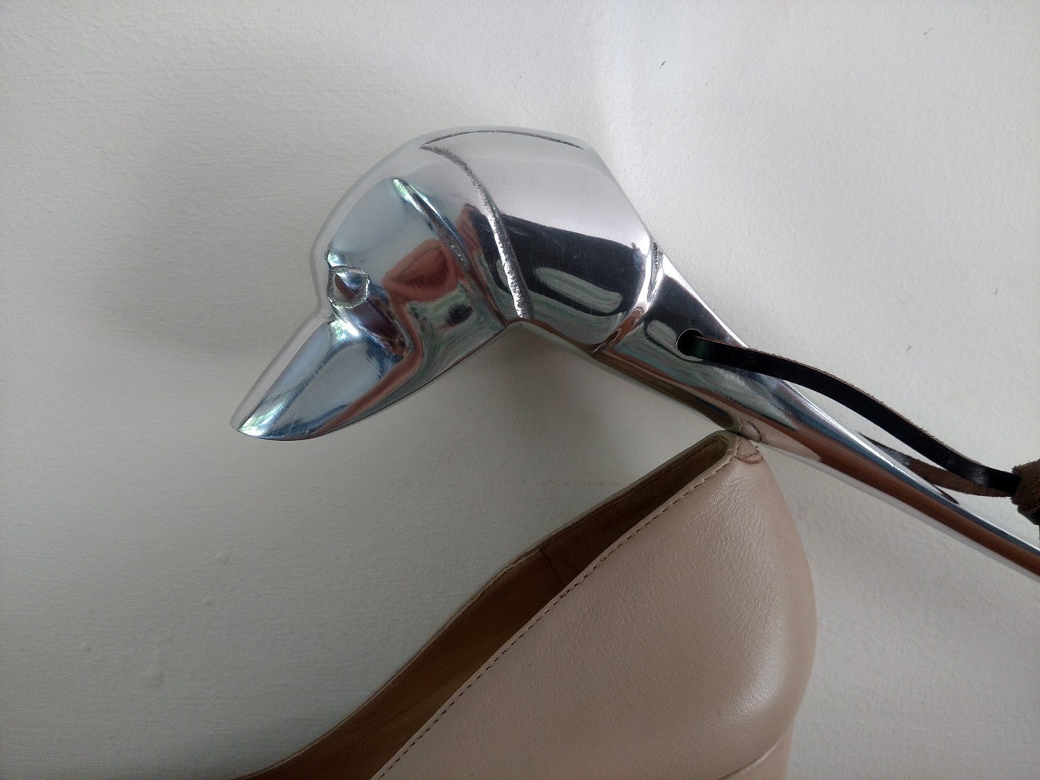 Dog Head Shoe Horn or Boot Horn made from Polished Aluminium (53cm Tall