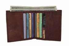 Burgundy Slim Thin Bifold Vertical Credit Card Slots Genuine Leather Wallet Gift