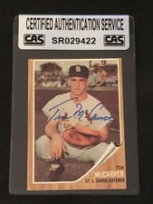 TIM McCARVER 1962 TOPPS ROOKIE SIGNED AUTOGRAPHED CARD #167 CAS AUTHENTIC