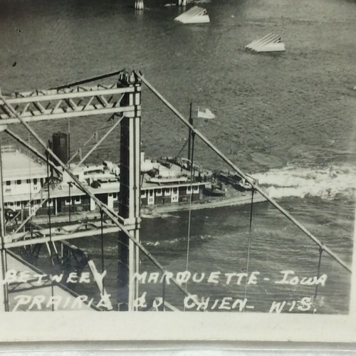 Vintage Postcard Suspension Bridge Scene Mississippi River Marquette Iowa 1952 - 第 5/9 張圖片