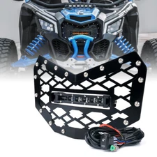 Black Steel UTV Mesh Grille w/ 8" LED Lightbar for 2017-2025 Can-Am Maverick X3