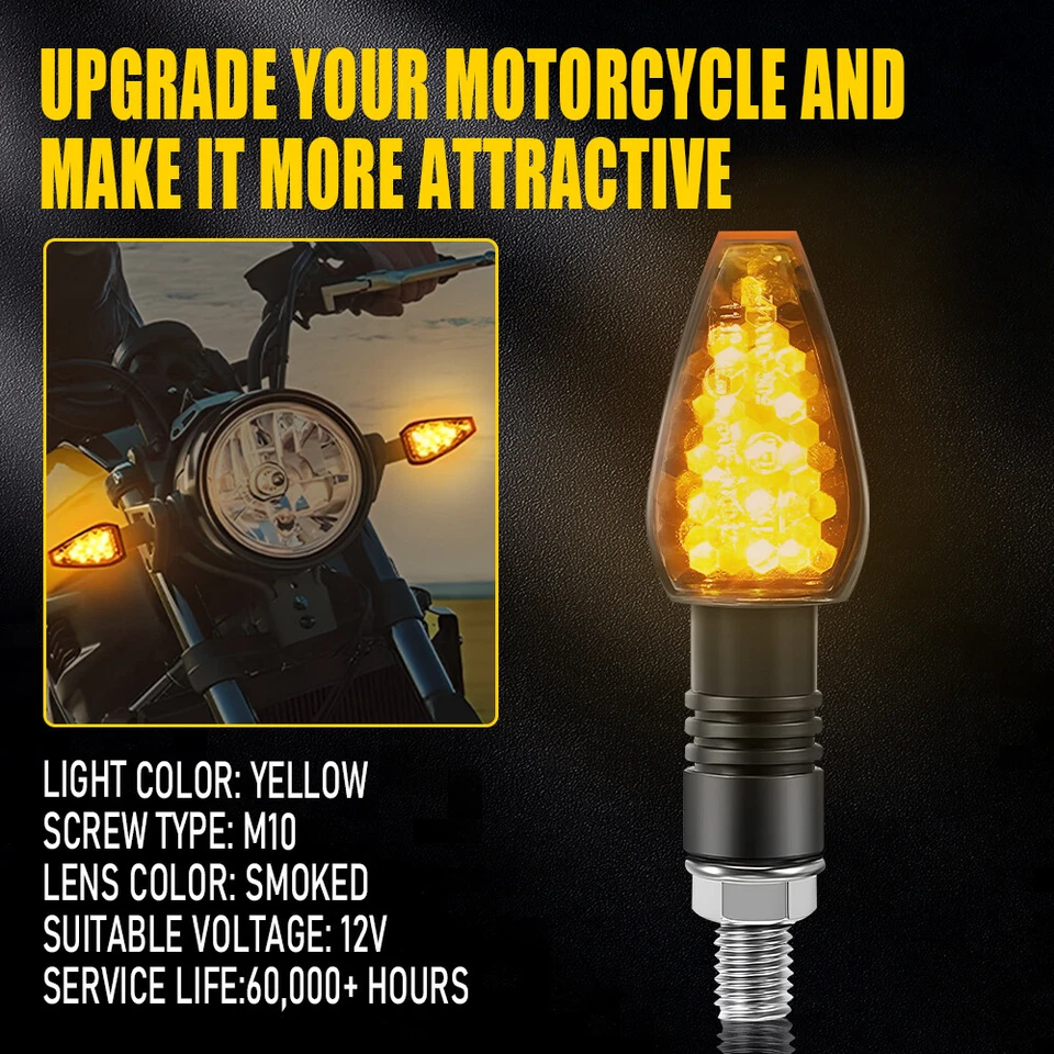 For Kawasaki ZX636 KLX250S KLR650 4X Motorcycle Bike LED Turn Signals Lights - Image 4 of 4