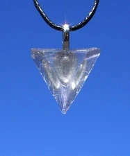 Purple Clear Fluorite Raw Rough Triangle Free Form Crystal Pendant Necklace