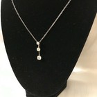 925 STERLING SILVER GRADUATED THREE STONE CRYSTAL DROP PENDANT ON 18" NECKLACE