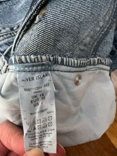 New! River Island denim Shorts, bum sculpt, longline / Sz UK 10 + FREE Top - Picture 7 of 12