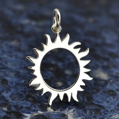 925 Sterling Silver Eclipse Charm Sun Moon Pendant Necklace Celestial 4024