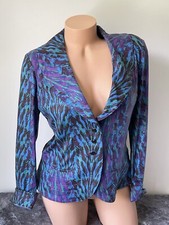 Clara Sun Woo Blazer Jacket Women's Size S Liquid Leather Colorful Snake Print