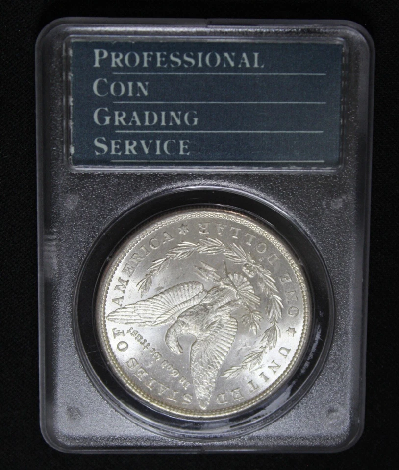 Dólar de plata Morgan 1879 S OGH DMPL anverso graduado PCGS MS63 prueba como sonajero Foto 4 de 4