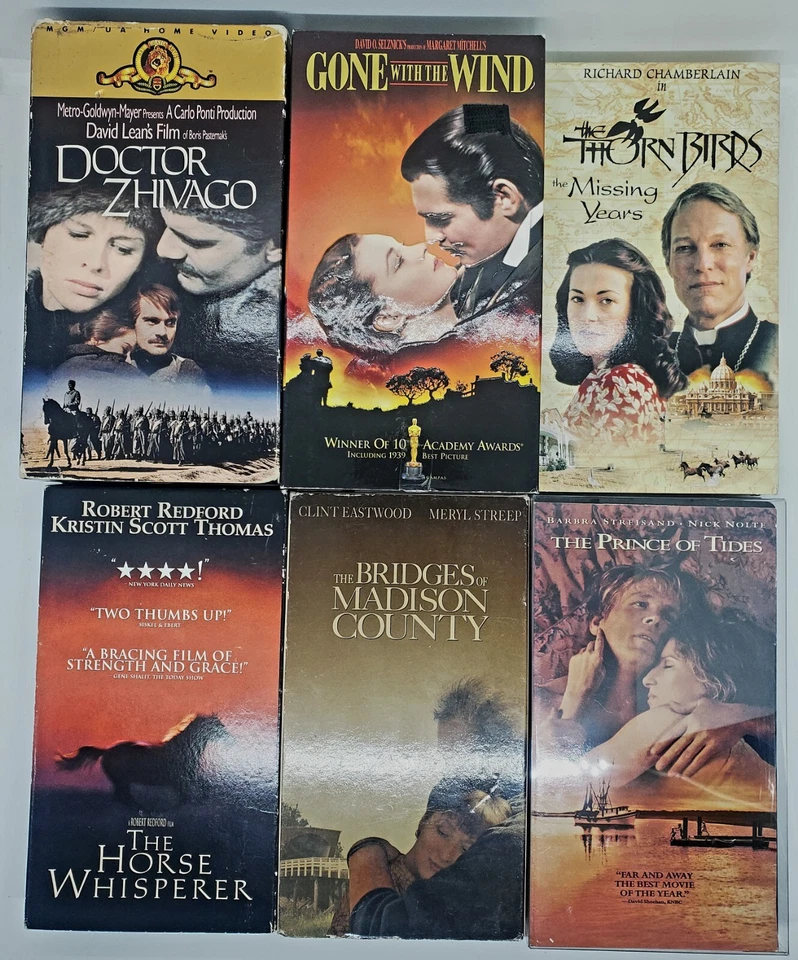 Vintage LOT of 6 VHS Gone With Wind Doctor Zhivago Prince Tides Horse Whisperer! - Image 4 of 4