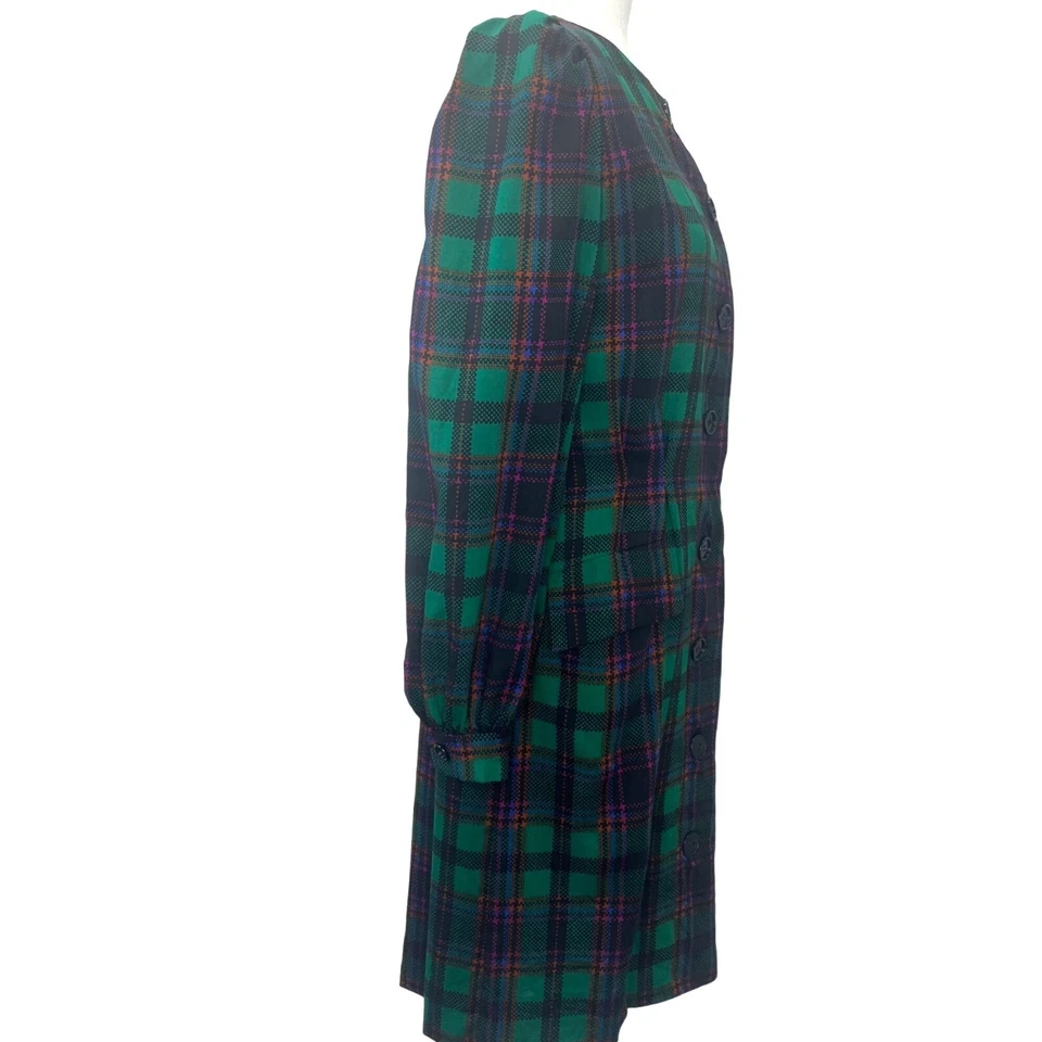 Vestido a Cuadros Neiman Marcus Hecho en Francia Vintage Camisa Chaqueta Vestido Damas MED Foto 4 de 4