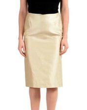 New Gianfranco Ferr  Italy Designer Champagne Knee Length Skirt IT 46 US Large