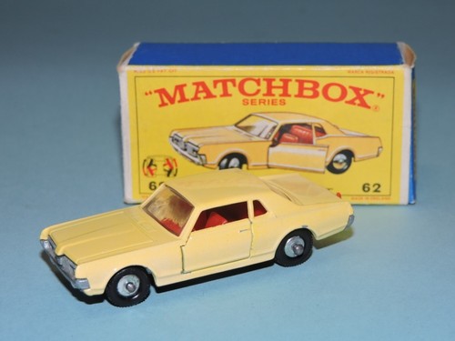 Matchbox Lesney 1:64 MERCURY COUGAR Dark Cream Color Trial 62c Model Car NMIB`67