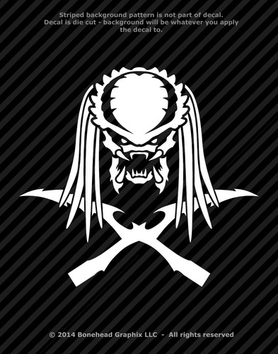 Predator Inspired Face With Blades Vinyl Decal Window Sticker - 25 Colors - Picture 24 of 27