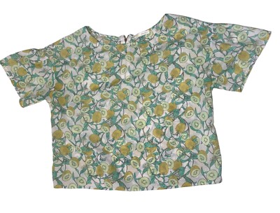 OPAQUE.CLIP Kiwi Fruit Print Top Blouse Crop Waist From Japan size 38 M Womens 