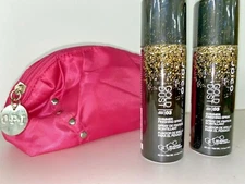 2 x Joico Gold Dust Shimmer Finishing Spray 1.4oz Trave size & OPI make up bag