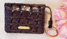 BRAHMIN MINI KEY BROWN MELBOURNE Genuine LEATHER BI FOLD MINI WALLET ID