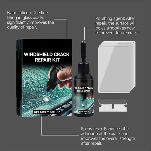 1 Set Automotive Glass Repair Kit Fluid Fix Car Windshield Resin Chip Crack Tool - Picture 18 of 22