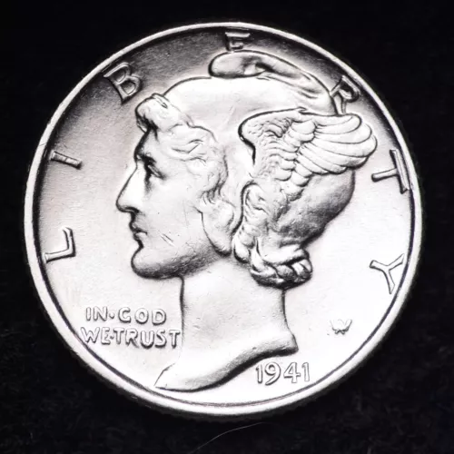 1941 Mercury Silver Dime AU FREE SHIPPING 