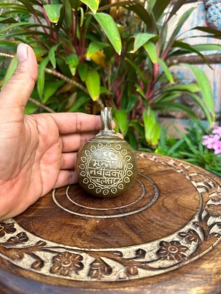 Antigua campana colgante de cobre del período mogol rara Foto 3 de 4