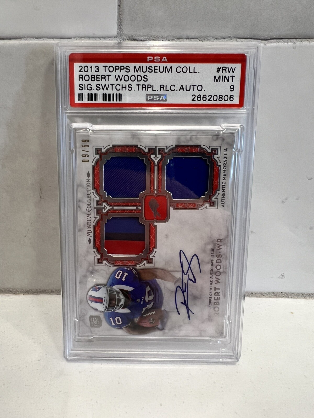 Robert Woods Topps Museum Collection Signature Swatches Triple Relic Autograph #RW Base