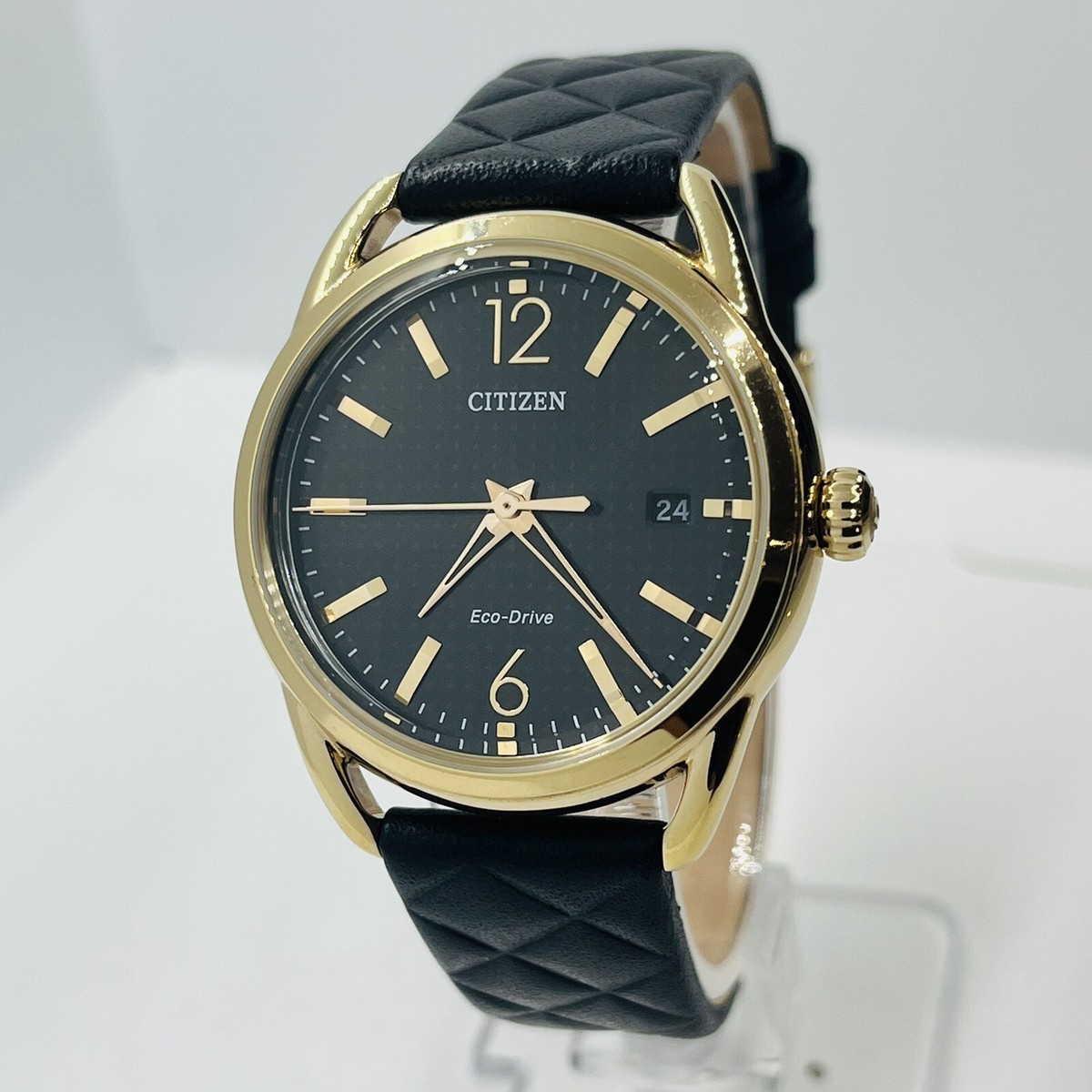 Citizen Women's Eco-Drive LTR Gold Steel 36mm Quilted Leather