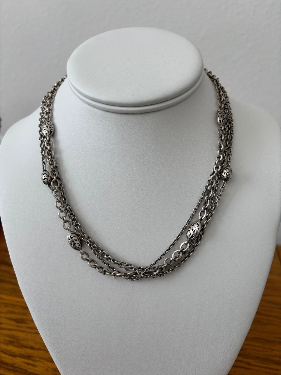 Chaîne Femme Louis Hill Argent Massif 925 Tressée Main - 17 Pouces - Vintage