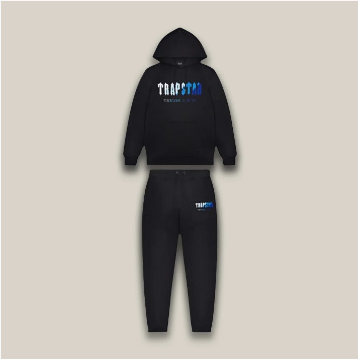 Hooded Tracksuit Black And Blue Trapstar Hoodie Trapstar Clothing
