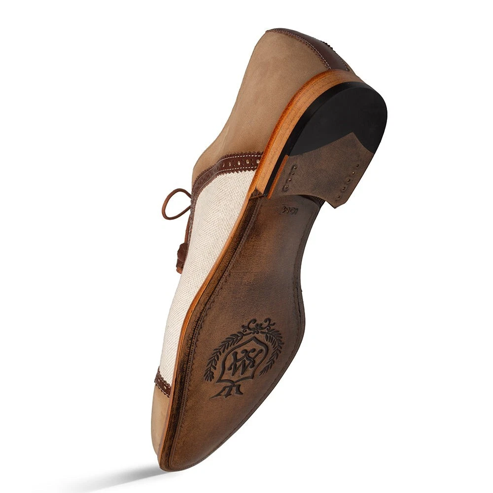 OFF WHITE NUOVE scarpe eleganti Mezlan Ayna tricolore estive Oxford lino pelle oliva bianco sporco