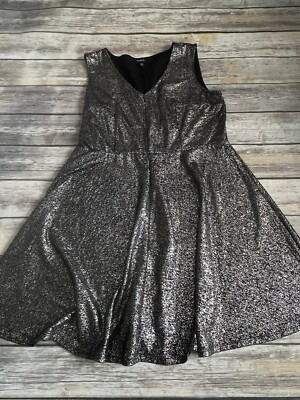 Torrid Foiled Textured Skater Dress, Size 2 (18/20) Gold Black | eBay